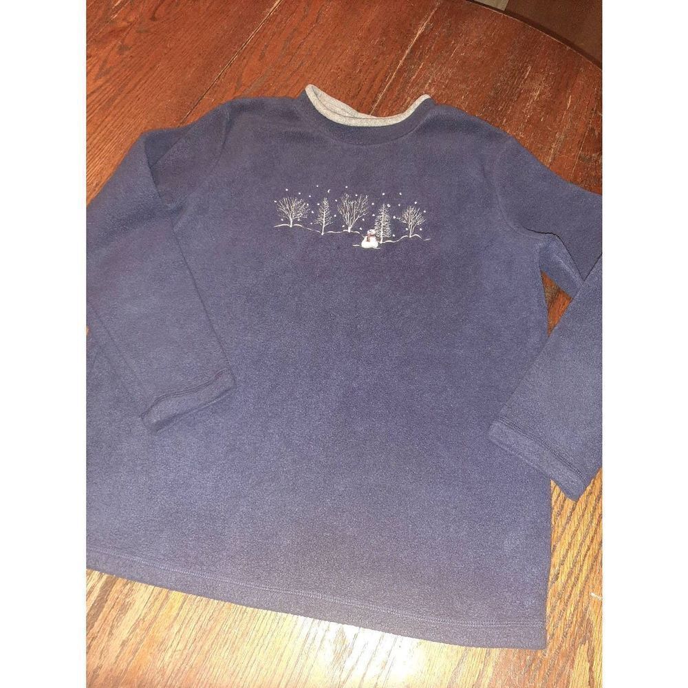 Large Croft & Barrow Long Sleeve Fleece Shirt Top Snowman Christmas Holiday